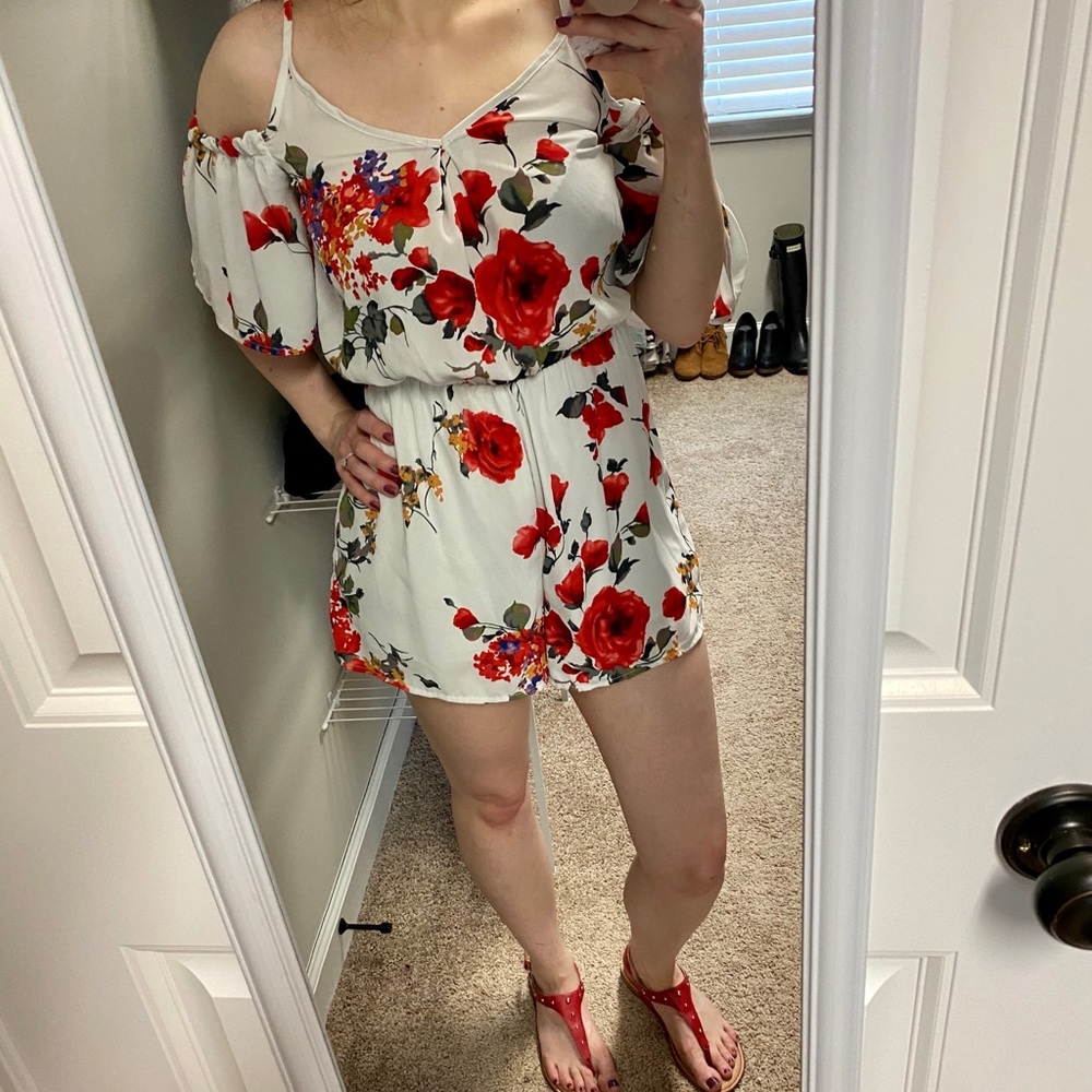 Floral Cold Shoulder Romper